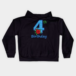 4th Floral - 4th Birthday - Flower - Floral - Birthday Party gift Kids Hoodie